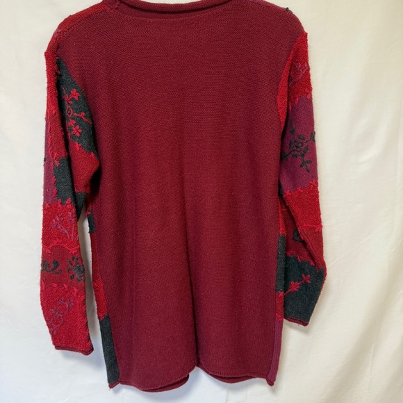 Vintage 90s Womens Floral Patchwork Sweater XL Boho Indie Embroidered Grandma - Picture 6 of 13
